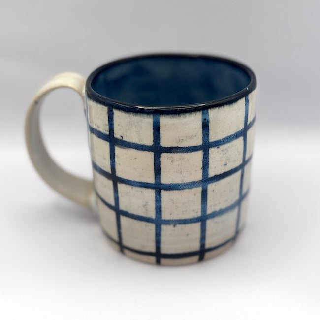 Blue check mug