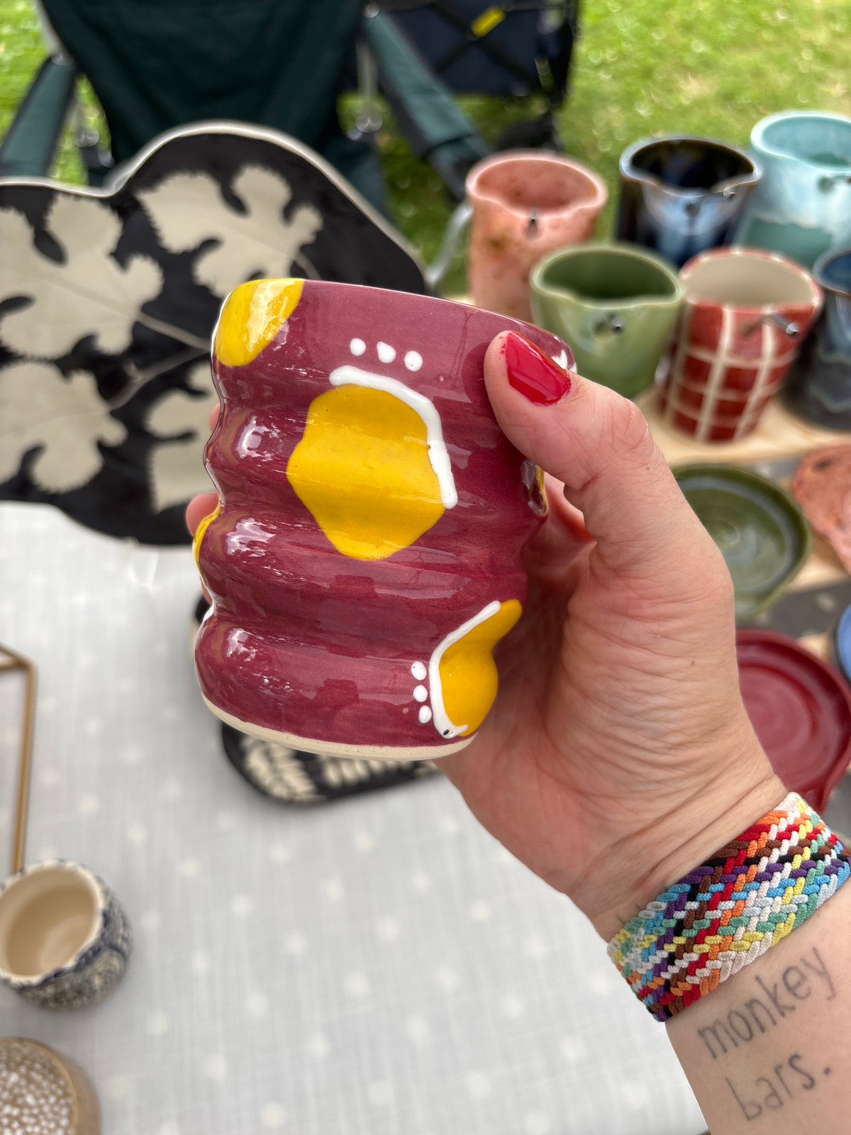 Yellow dot bubble cup