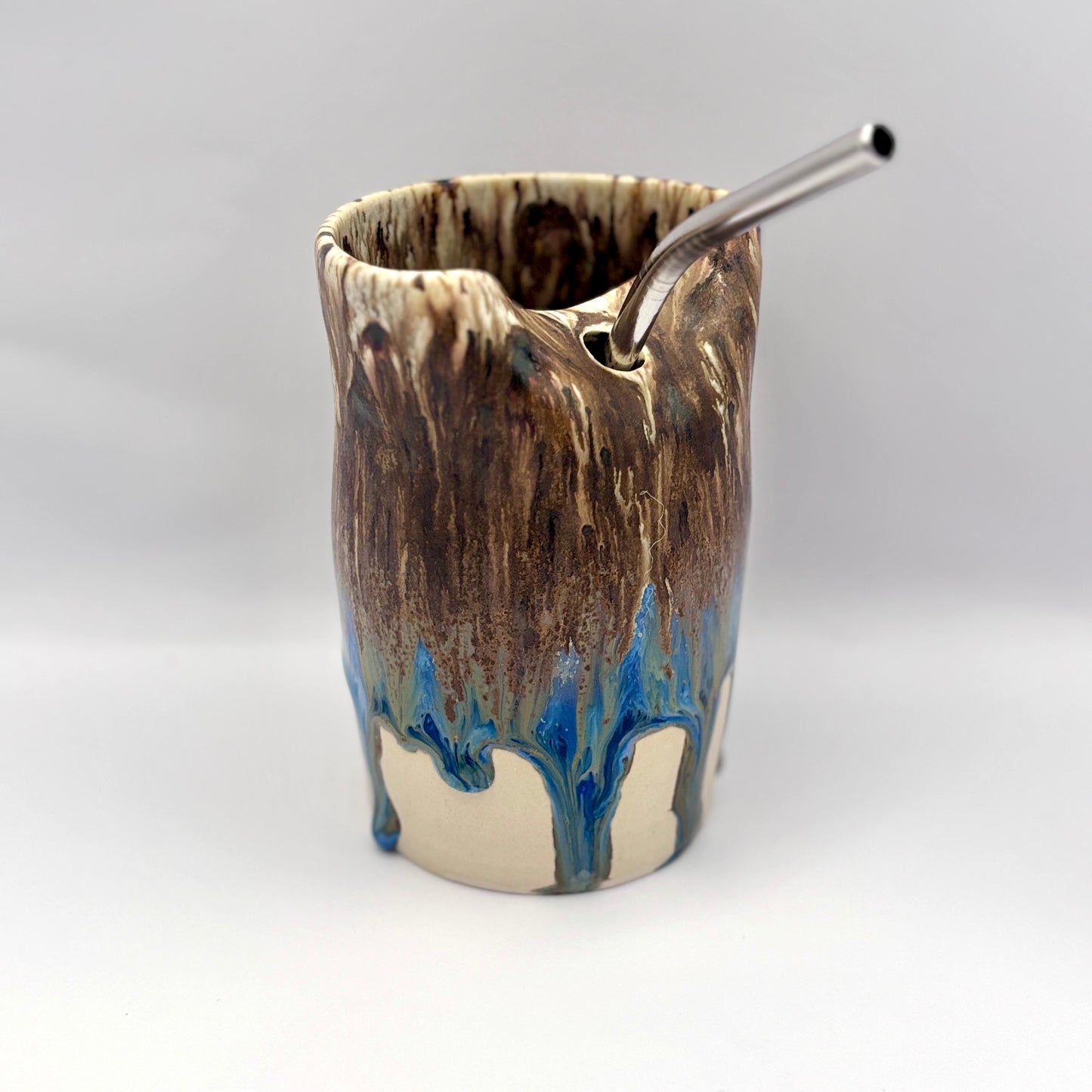 Winter blue straw tumbler