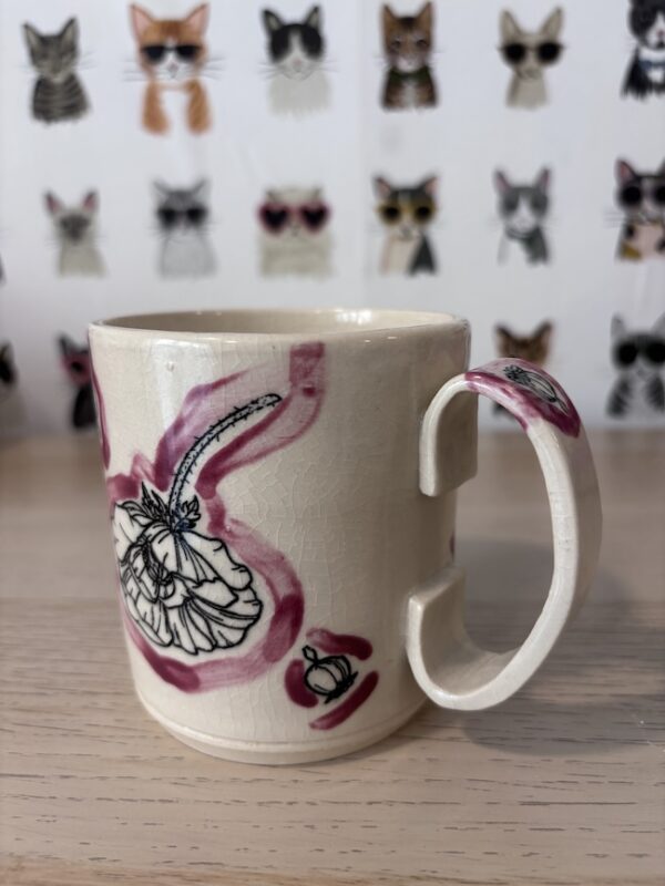 Pink "sketchy poppy" mug