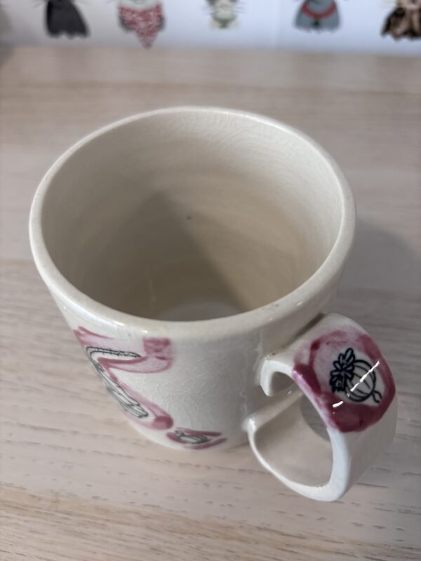 Pink "sketchy poppy" mug