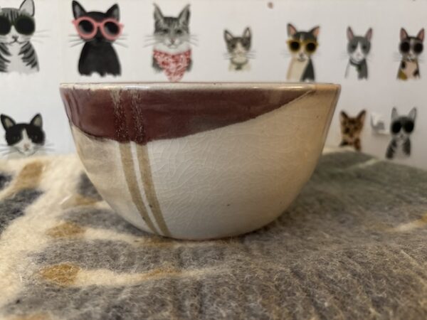 Large red-stripe shino bowl