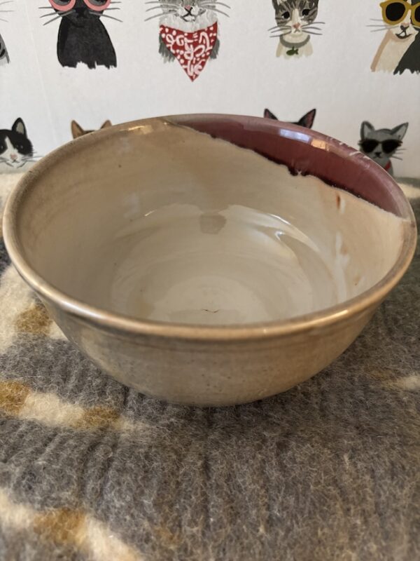 Large red-stripe shino bowl