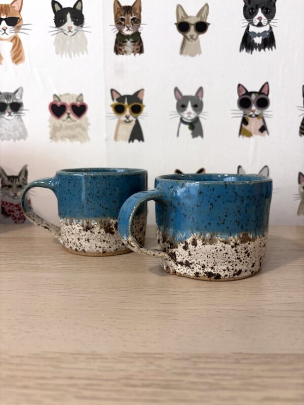 Set of 2 teal speckle mugs