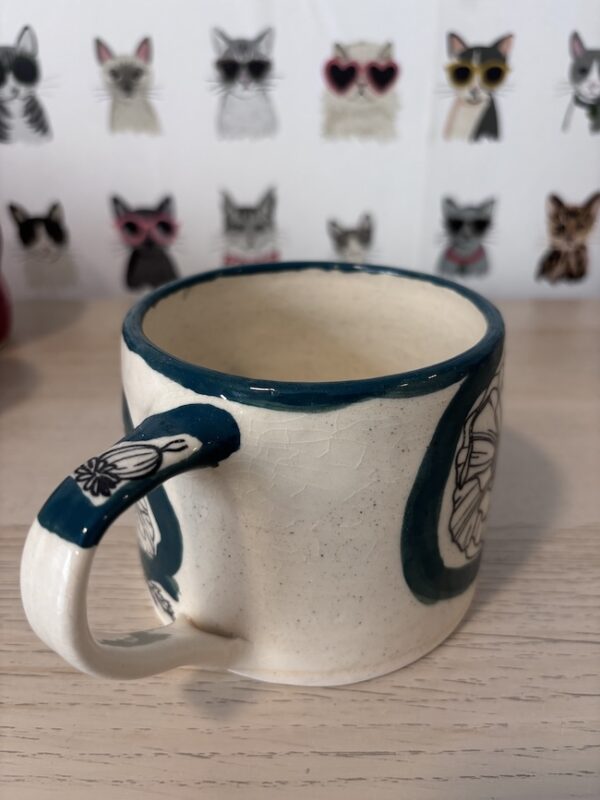 Teal "sketchy poppy" mug