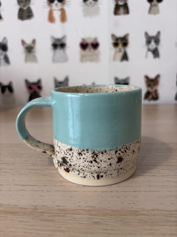 Teal speckle stepped mug