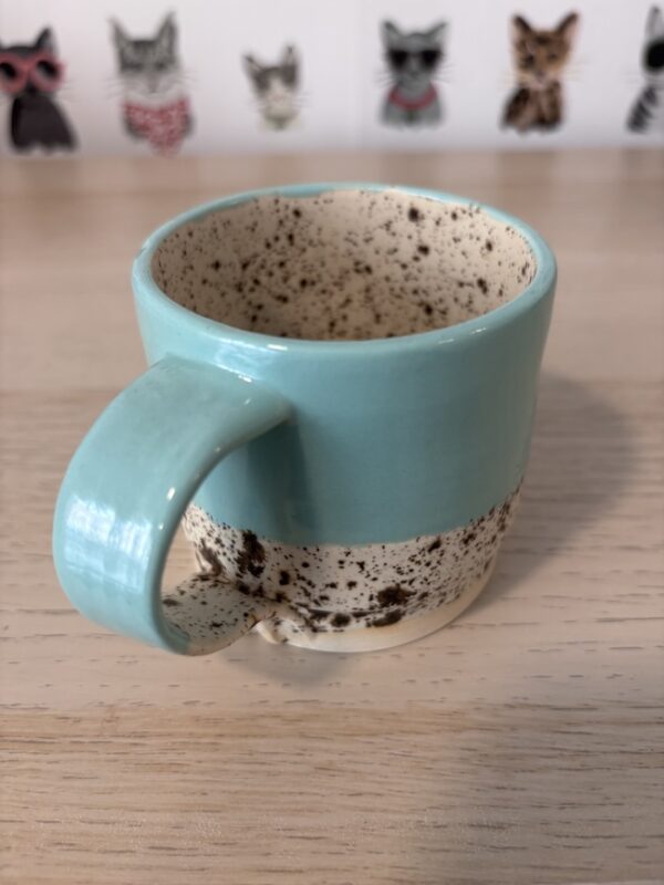Teal speckle stepped mug